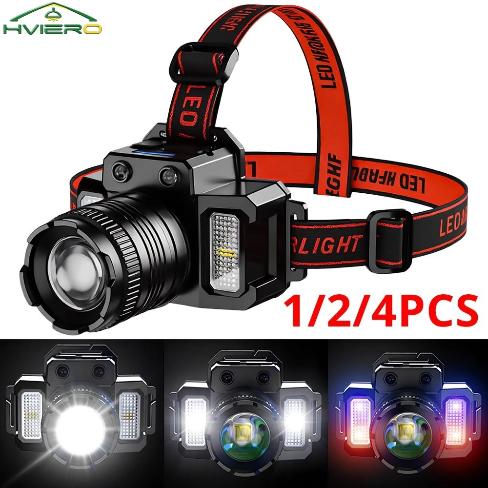Intelligent Sensing Headlight Telescopic Zoom Strong Light Camping Fishing Outdoor Adventure Usb Rechargeable Led COB Spotlight