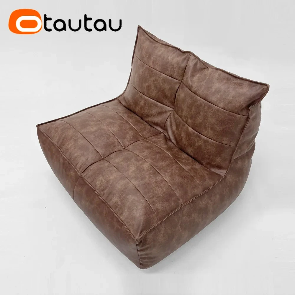 OTAUTAU King Size Retro Kunstleer Zitzakhoes Lounger SF389 【Geen vulmiddel aan de binnenkant! Je moet zelf een vulmiddel kopen!】
