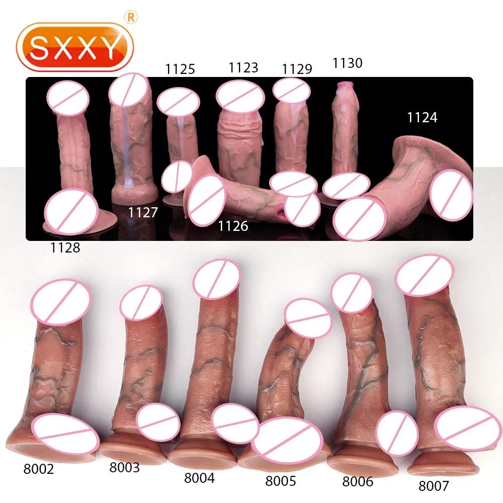 SXXY Multi-Types Silicone Super Realistic Adult Dildo Sex Toys With Sucker Skin Feeling Hand-Free Butt Plug For Men Women Mastur