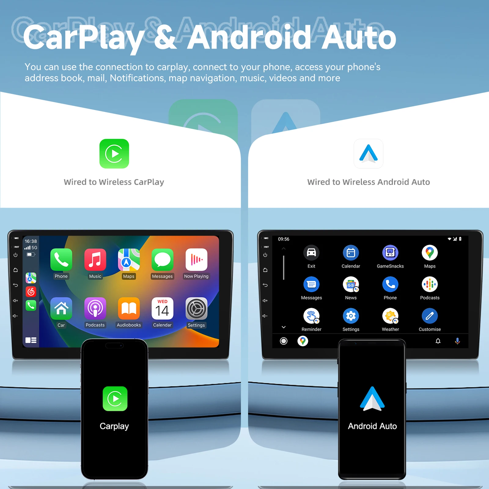 9-inch Android 15 Car Navigation For Ford Escape 2013-2019 2+64G With Wireless Carplay AHD Camera + Microphone