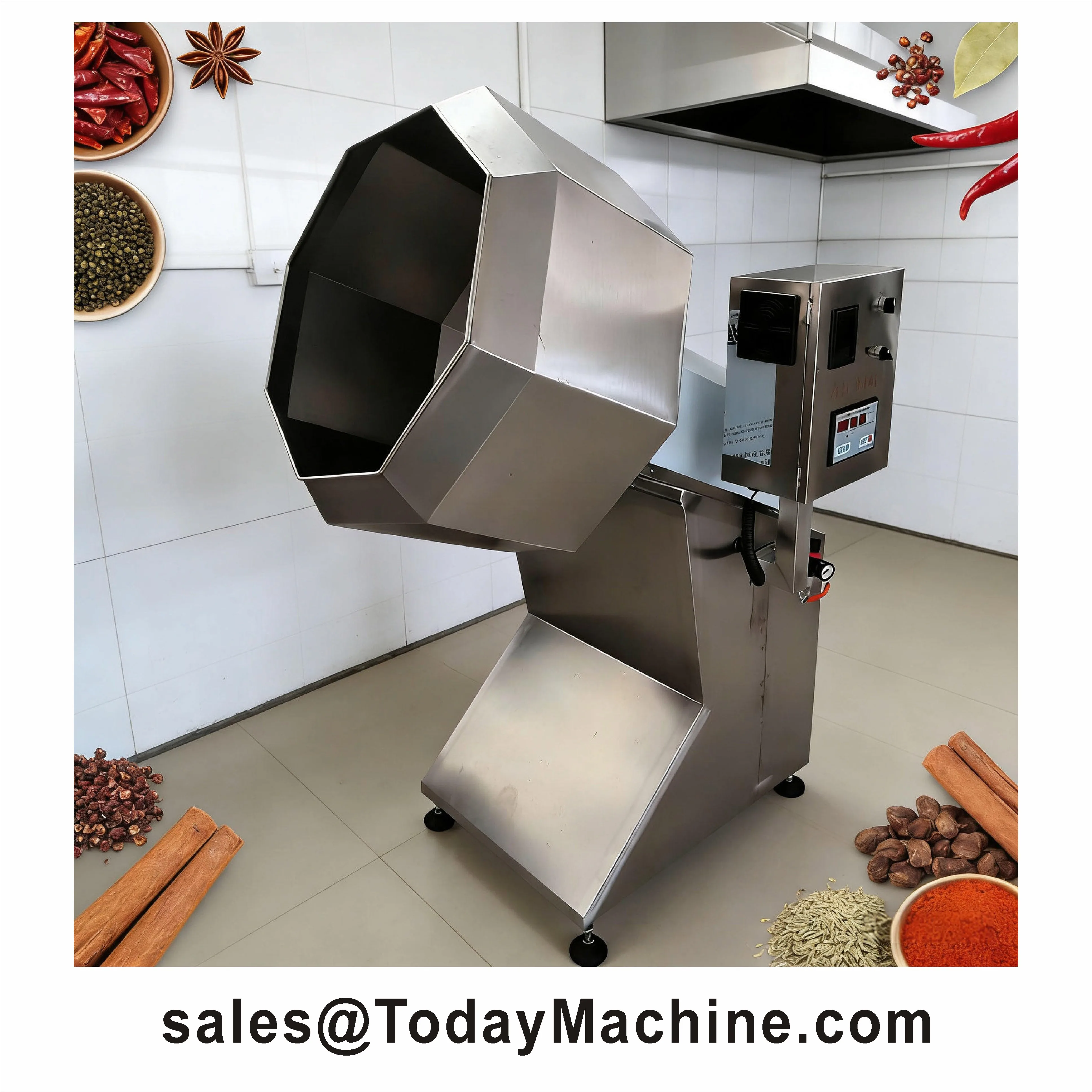 

Octagonal Pellet Potato Chips Fried Peanut Nut Snack Seasoning Machine Food Flavoring Mixer