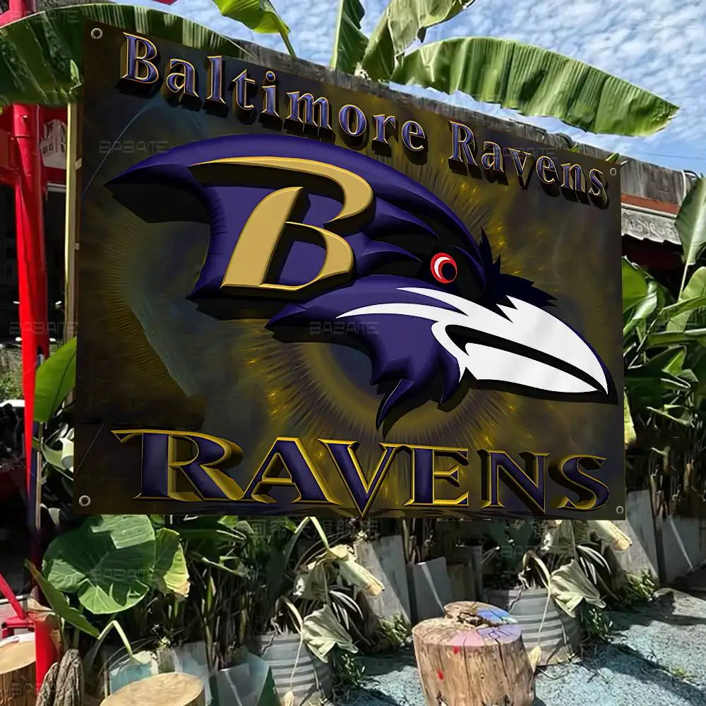 Bandera de dibujos animados de los Baltimore Ravens, arte de ciencia ficción, decoración para el hogar, decoración para colgar en la pared, pancarta decorativa para el hogar