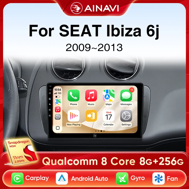 

Автомобильный радиоприемник Ainavi для SEAT Ibiza 6j 2009 2010 2011 2012 2013, мультимедийный плеер Android 13, авто беспроводной Carplay DSP, стерео 2 Din