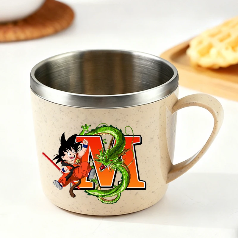 Dragon Ball Edelstahl-Wasserbecher Cartoon Son Goku Kaffee-Milch-Tassen Anime Buchstaben A-Z Zahnbürsten-Trinkbecher für Zuhause Jungen-Geschenk