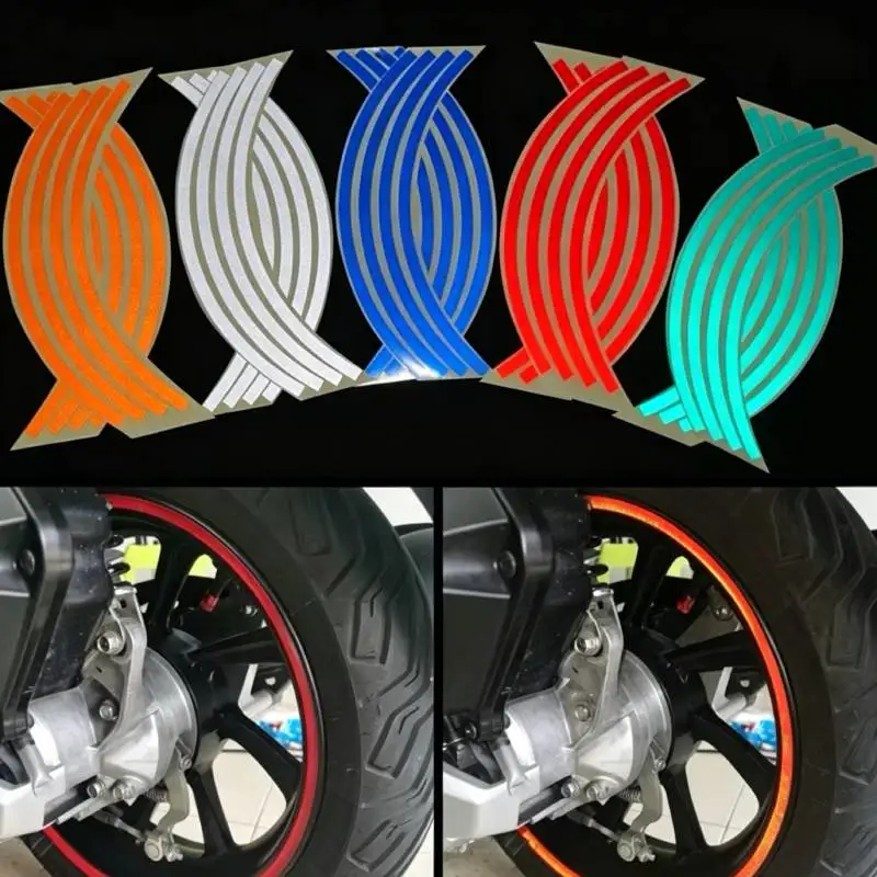Motorcycle Car Wheel Rim Stickers Modified Rim Decals 18 Inch Tire Reflective Sticker Car Motorcycle Tire Decoration Accessories