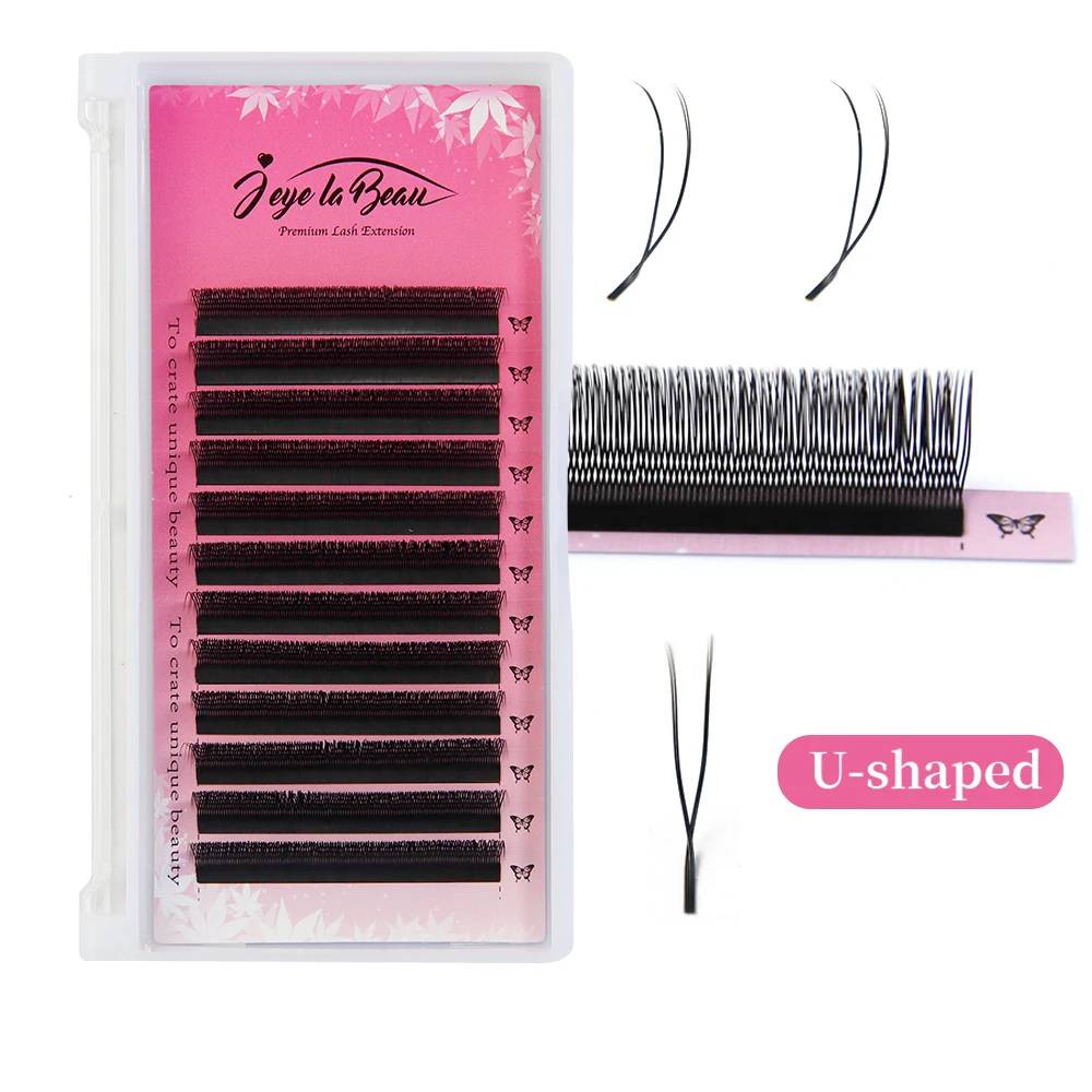 2D UY رمش تمديد خاص U-شكل YY جلدة التلقائي المزهرة UYY قبل الصنع المشجعين الرموش الصناعية ماكياج