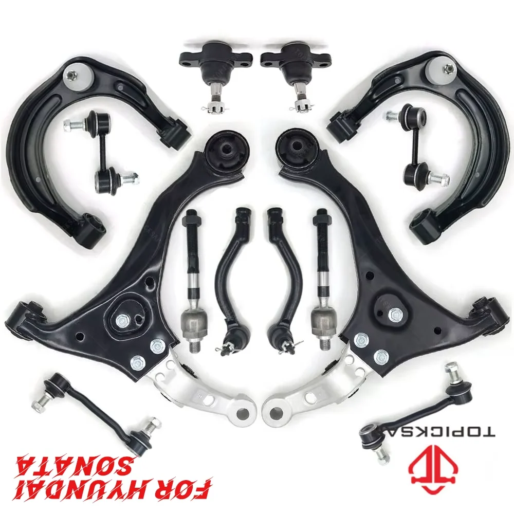 

TOPICKSAP 14pcs Suspension Kit Front Lower Control Arms Tie Rods Ends Sway Bar Links Kits for Hyundai Sonata 2006 20007 2008