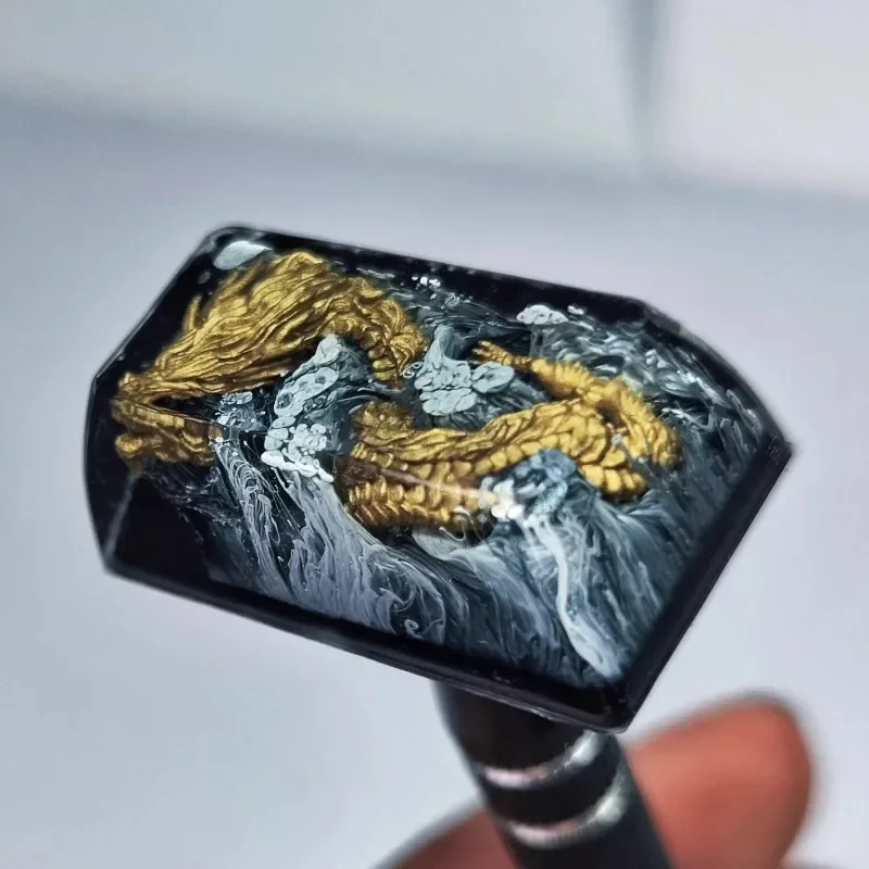 Black Gold Dragon Resin Keycap Spacebar Personality Drip Glue Customized Keycaps for Mechanical Keyboard Gaming Accessories Gift