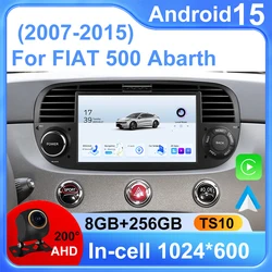 Car Radio Android 15 For FIAT 500 Abarth 2007-2015 GPS Navigation Auto Screen Stereo Multimedia Player Video No 2din DVD 5G Wifi
