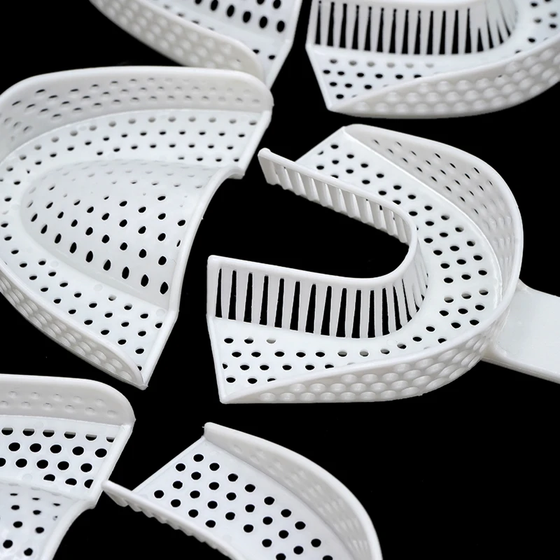 1 paar Einweg Dental Abdruck Tablett Kunststoff Zähne Halter Gips Tabletts Löffel Mundhygiene Zahnarzt Werkzeuge – Detail 6
