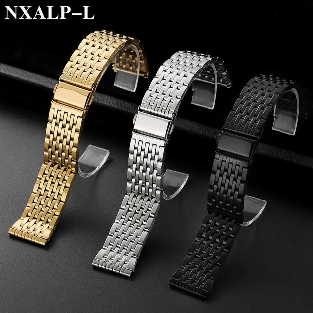 Edelstahl Uhrenarmband 18mm 20mm 22mm Universal Strap Falten Sicherheitsschnalle Männer Frauen Armband Armband Uhrenzubehör