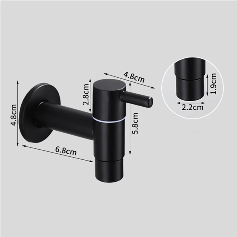 ABGR-3X Mop Sink Faucet 304 สแตนเลสห้องน้ําก๊อกน้ําเครื่องซักผ้าสวนกลางแจ้งเดี่ยวน้ําเย็น Tap (สีดํา)