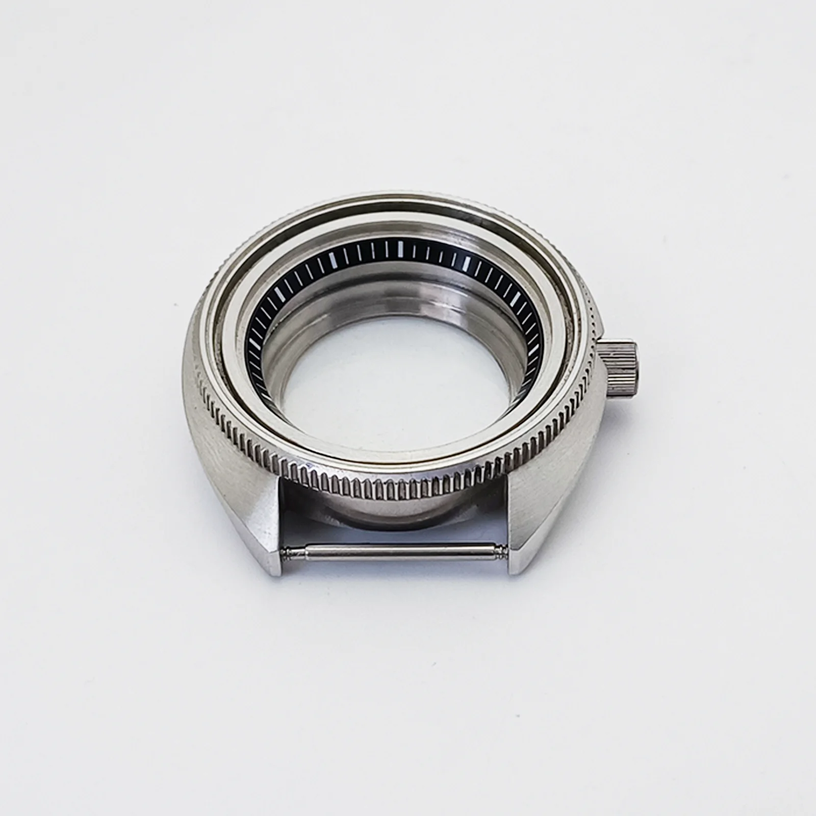 Mod Turtle Case NH35 Case Sapphire Crystal Glass Aluminum Bezel Insert Silver Stainless Steel Watch Case