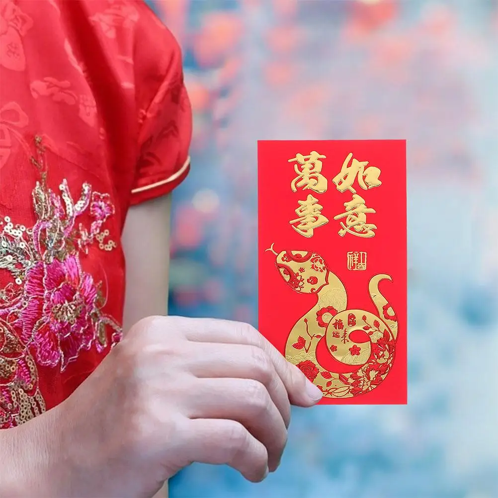 60 uds. Sobres rojos Año de serpiente Año Nuevo Chino bolsillos para dinero de la suerte Festival de Primavera Hong Bao sobres de papel decorativos