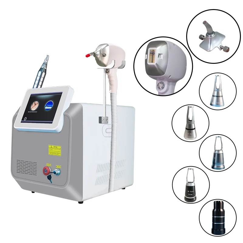 2024 Kostenloser Versand 2in1 808 Diodenlaser Pico Laser Beste Tattooentfernung und Haarentfernungsmaschine Pico+1064/808/755nm