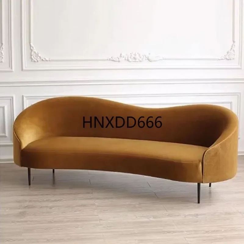 Lamb Wool Special-Shaped Sofa Curved Design for Small Apartments Cozy Living Room Furniture