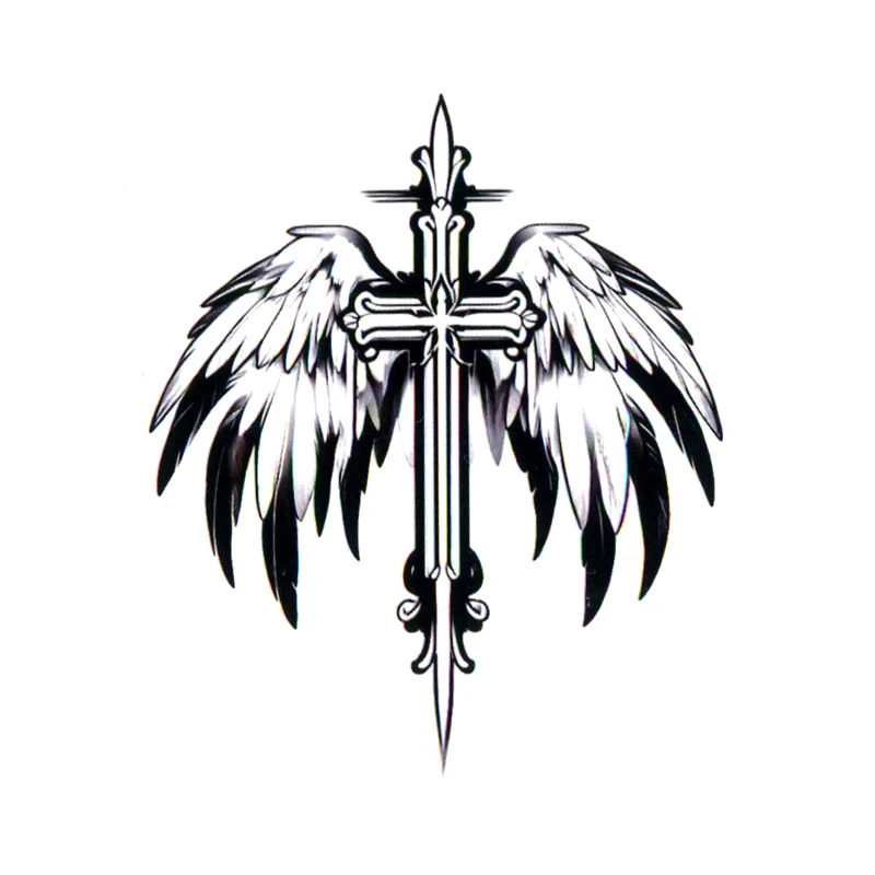 Cross  Waterproof Temporary Tattoos Men Henna Tatoo Sticker Faux Tatouage Temporaire Angel Wings Flash Fake Tattoo