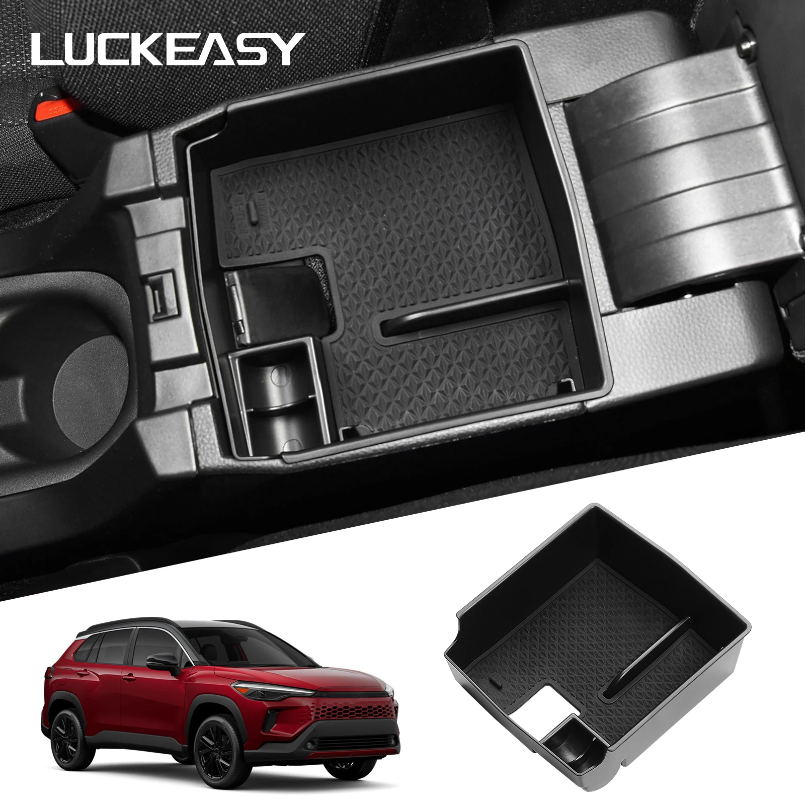 LUCKEASY for Toyota Corolla Cross 2022-2026 Car Storage Box Interior Accessories Center Console Armrest Box Storage Case Tray