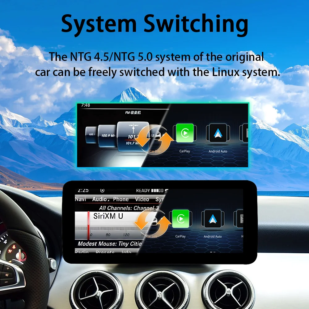 Linux System Wireless Carplay Android Auto Radio For Mercedes Benz A CLA GLA W176 C117 X156 2012-2018 Car Multimedia Player BT