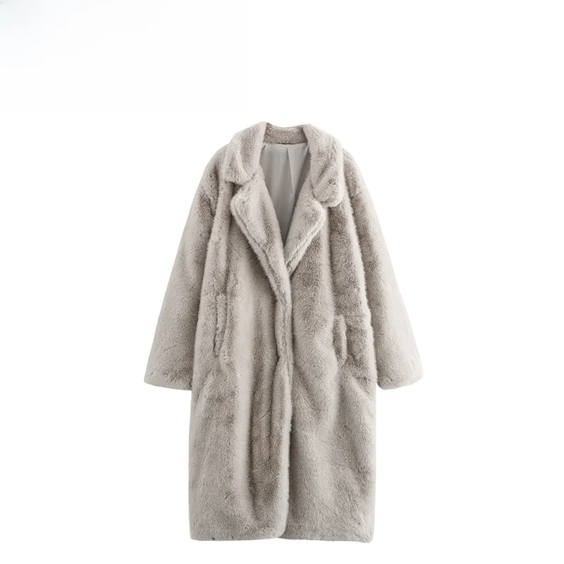 

ZAB Autumn New Women's Long Coat Artificial Fur Effect Design Street Sle Mid-Length Faionable And Ele 638255