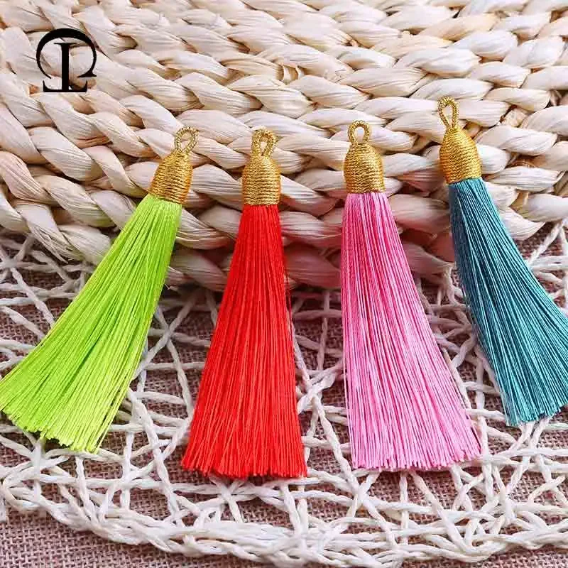 5Pcs/lot 8cm GoldenCap Tassel Silk Fringe Mini Tassel Bangs Flower Tassel For DIY jewelry Earrings Accessories Home Decor