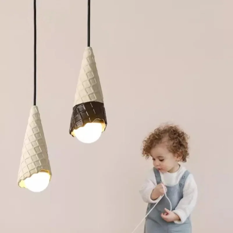 Ceramic Ice Cream Pendant Lamps LED Children\'s Room Bedside Lamp Creative Ice Cream Shop Boy Girl Room Nursery Suspended Lights