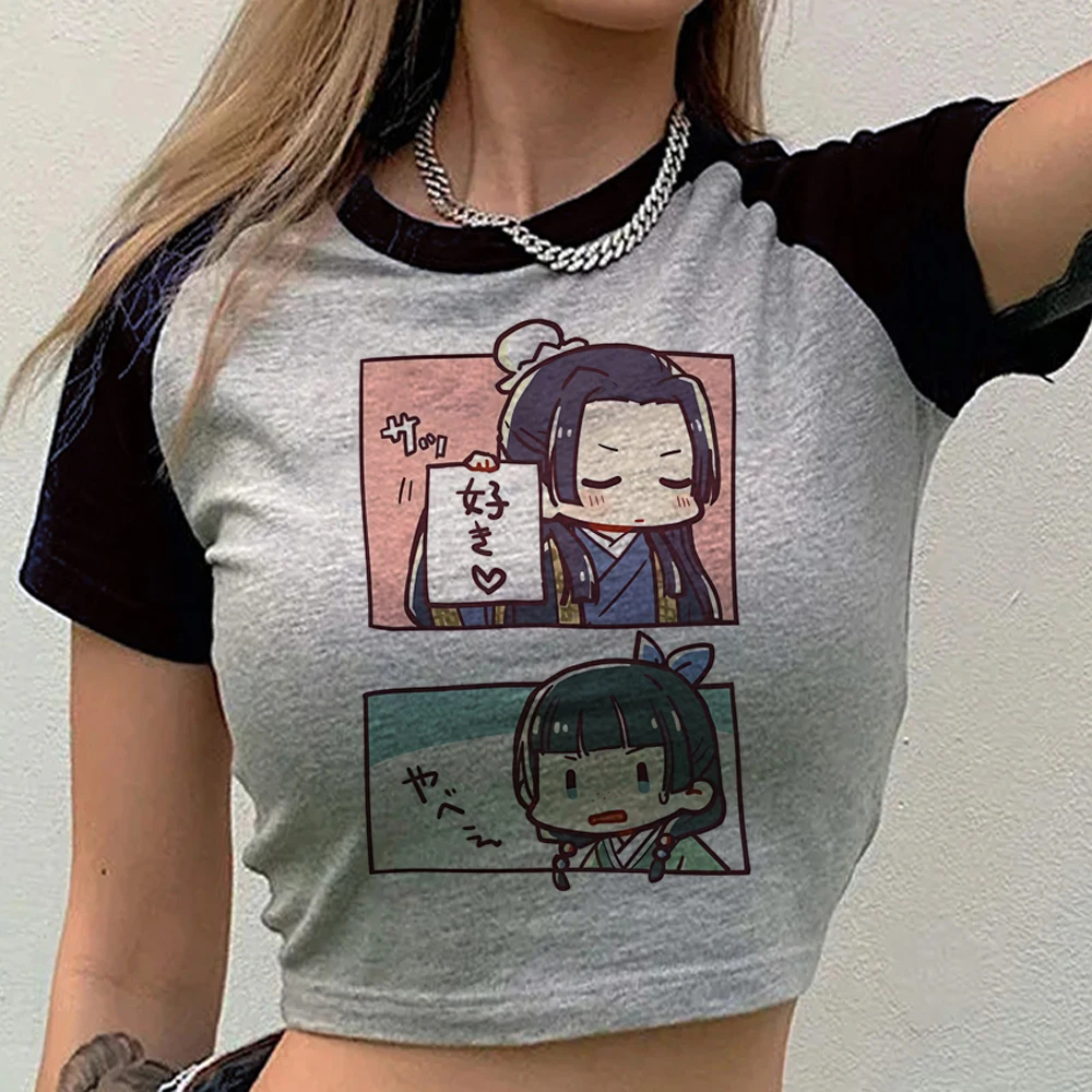 Image of Apothecary Diaries Crop-Top für Teenager, Vintage-Streetwear, Grunge, lustiges Anime-T-Shirt, Manga-Meme, Baddie