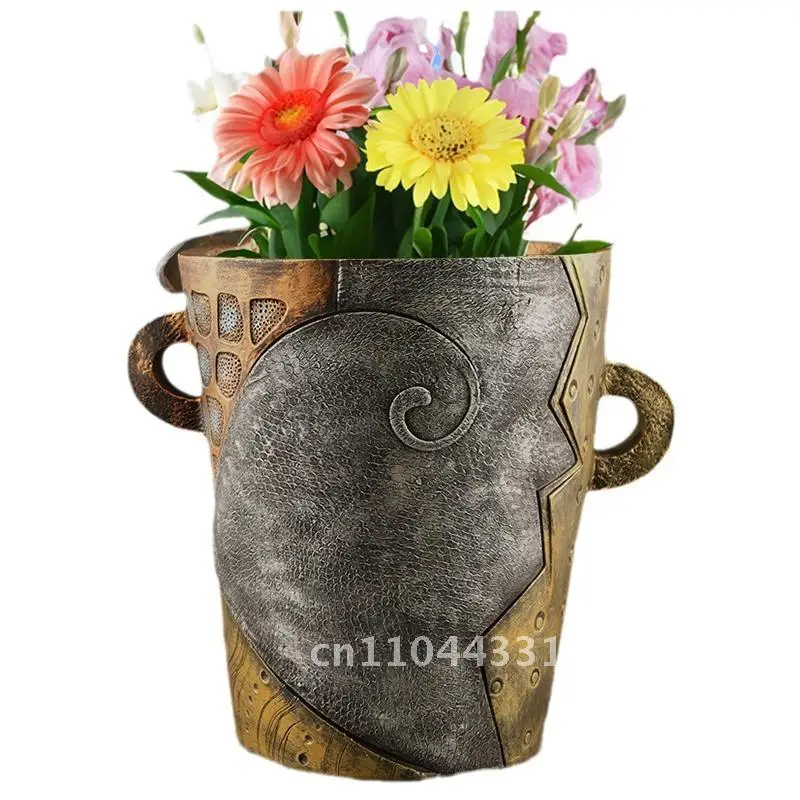 

Retro Resin Flower Pot Decorative Abstract Succulent Plant Container Handmade Colorful Antique Style Home Garden Decoration