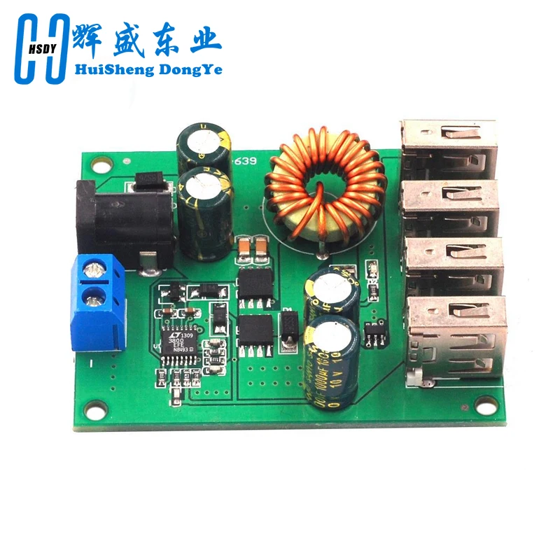 DC DC 7 V-60 V ถึง 5V 5A 4 USB เอาต์พุต Buck Converter Board ขั้นตอนลงโมดูล Car Charger ความเร็วสูง