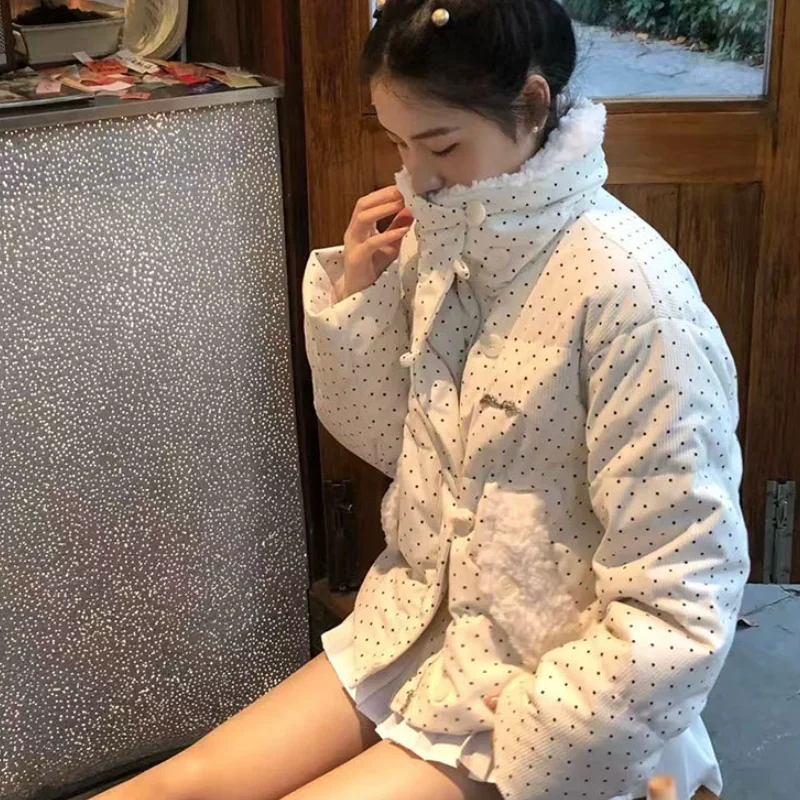 Veste d'hiver Version coréenne pour femmes, vêtements d'étudiant Kawaii, hauts chauds et confortables, amples et épais, vêtements d'extérieur d'hiver pour femmes