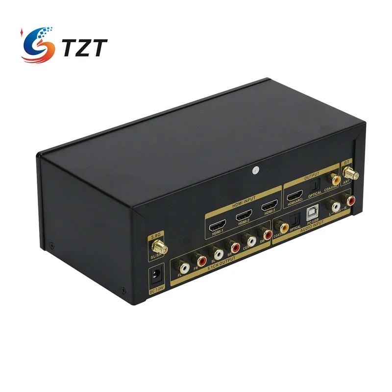 TZT UD951C DSD فك ترميز الصوت الأسود الإصدار القياسي/5.8G الإصدار مع جهاز استقبال 5.8G DTS Dolby 5.1 مع شاشة ملونة 3.2 بوصة