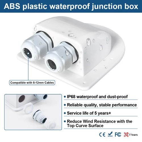 Imagen 2 del producto Kits de soporte de montaje de Panel Solar para caravana con caja de conexiones de Cable de coche IP68, fijación ABS para RV, barco, yate, cubierta de techo, soporte fotovoltaico