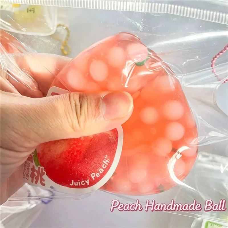 Quick Rebound Water Feel Squeeze Ball Grape Peach Fidget Toy Fruit Inner Pop Bead Burst Sensory Stress Relief Toy for Adult Gift