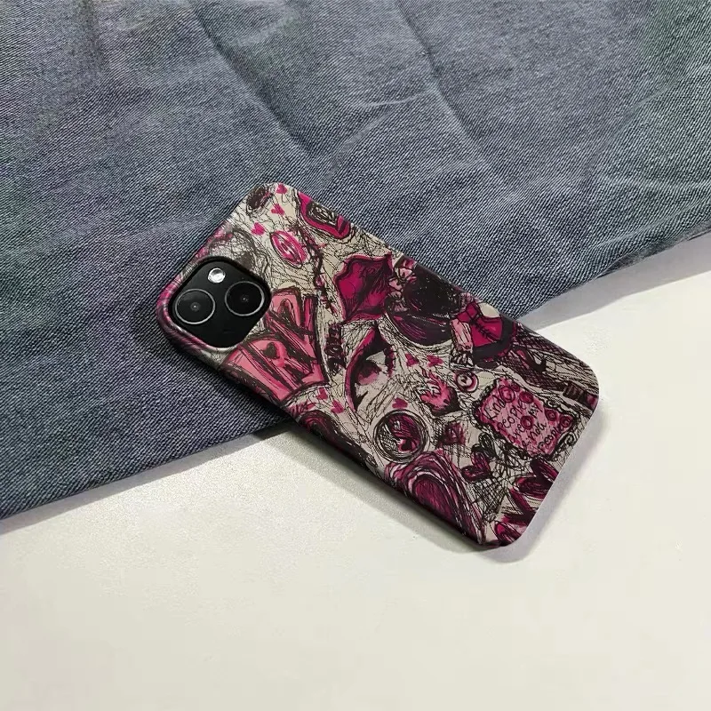 Red Graffiti Personalized Eyes Phone Case for IPHONE 17 Air 16E 15 PROMAX 14 Plus 13 12 MINI 11PRO 16Plus XR Acrylic Phone Cover