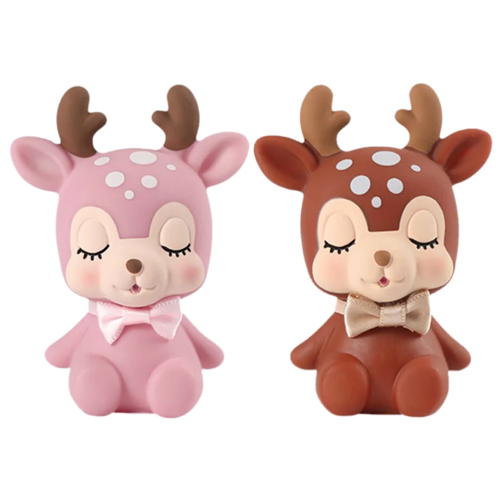 2 قطعة سيكا الغزلان كعكة الديكور naments الوردي عيد ميلاد سطح المكتب المنزل غرفة الطفل سيارة غير الصالحة للأكل ديكور المنزل هدية حلوة #2