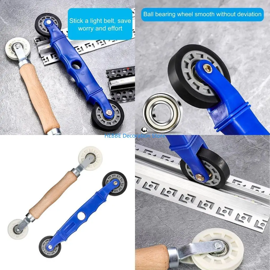 B0KC Rubber Mesh Wheel Window Install Tool Window Screen Hand Installation Repair Roller Yarn Double Head Pressure Pulley