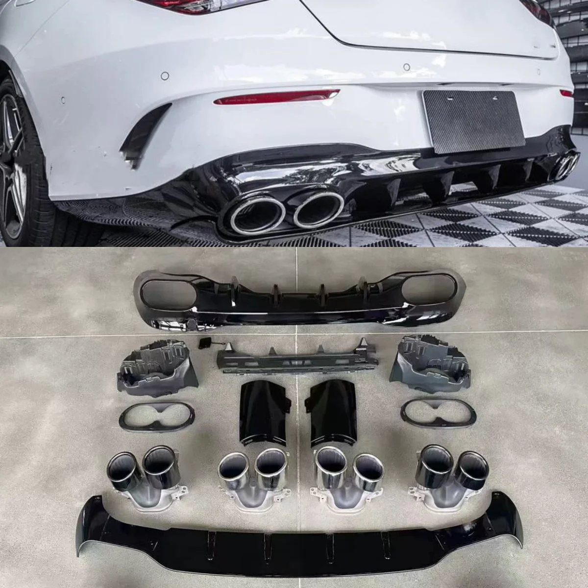 

Diffuser with Tail Pipe For Mercedes Benz CLA-Class CLA200 260 C118 2020-2025 modified new style rear lip Body kit