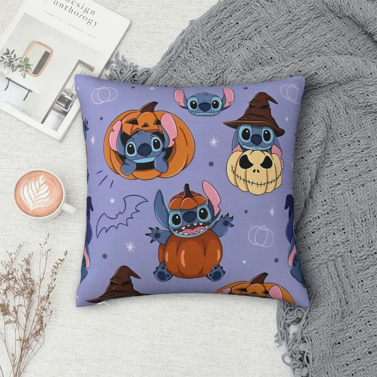 هالوين غرزة اليقطين كيس وسادة مربع وسائد البوليستر ل أريكة الجدة وسادة غطاء ديكور المنزل #4