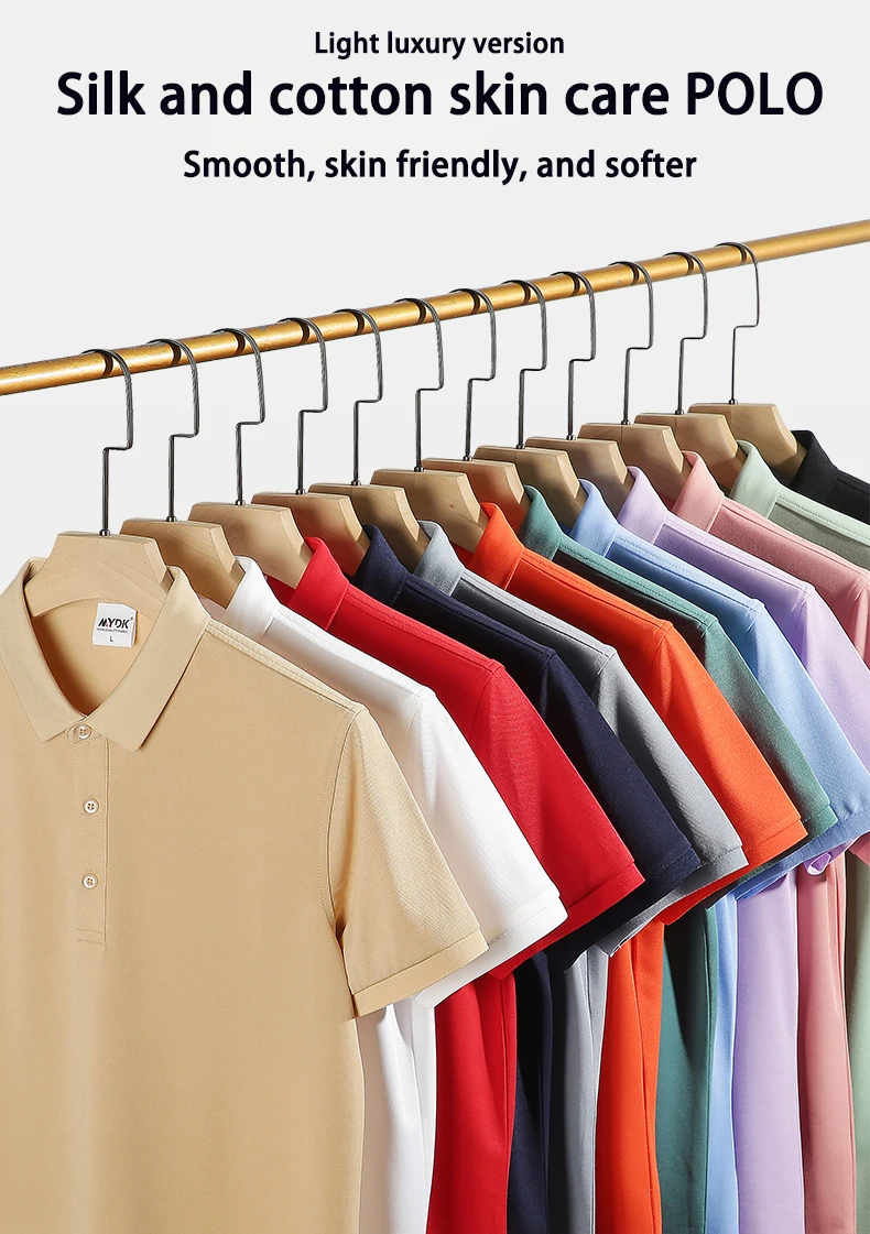 

Men's Polo Shirt Shorts Sleeved Lapel Team Workwear Spring and Summer Solid Color Casual Slim Fit Breathable
