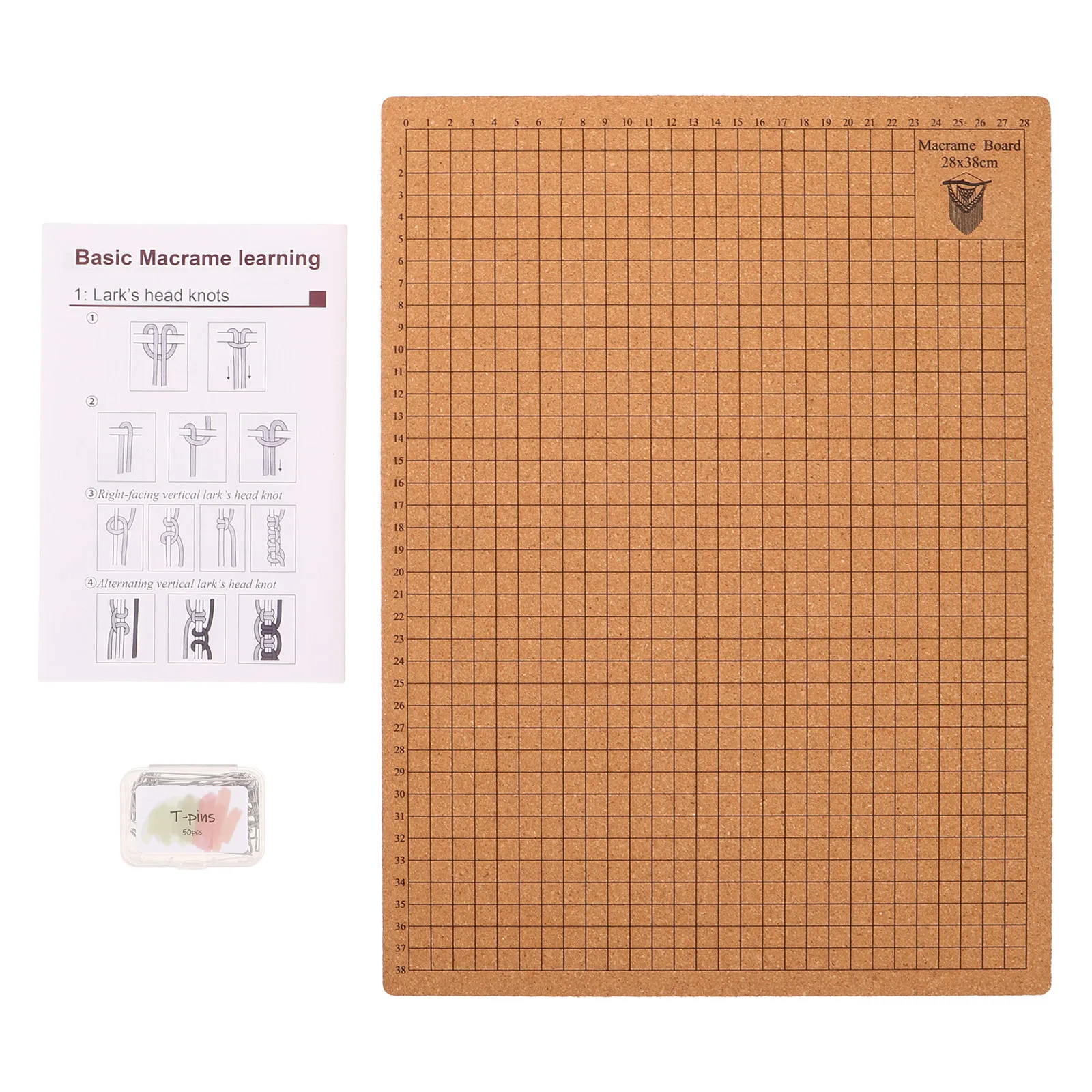 1Set Macrame Beginner Grid Cork Board 16x12in Solid Wood Crochet Pin Cushion Thread Winding Board Jewelry Making Basket Weaving