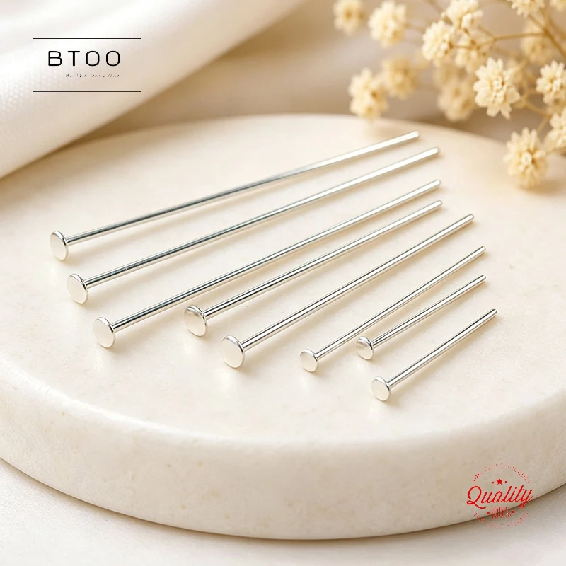 Real 925 Sterling Silver Flat Head Pins T Shape Needles Pins for DIY Earring Making Jewelry Findings