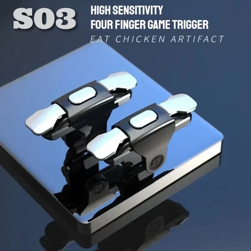 

S03 Mobile Phone ABS Plastic 4 Finger Chicken Eating Key Button Game Trigger for IPhone Samsung Xiaomi Shooting Gamepad Joystick
