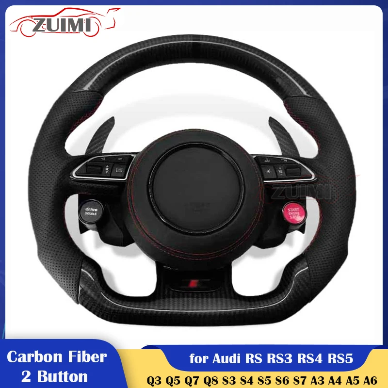 

RS Style Carbon Fiber Car Steering Wheel 2 Button for Audi R8 A3 A4 A5 A6 A7 Q3 Q5 Q7 Q8 S3 S4 S5 S6 S7 RS3 RS4 RS5 RS6 RS7