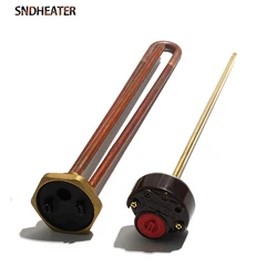 SNDHEATER DN32 G5/4 Copper Thread Water Heating Element Ariston Thermostat Temperature Controller 42mm Flang Electric Heat Pipe
