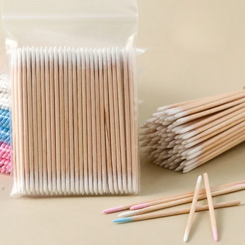 1000 قطعة الأظافر الخشب أعواد قطنية عصي نظيفة برعم تلميح خشبية القطن رئيس مانيكير التفاصيل مصحح مزيل طلاء الأظافر أداة فنية
