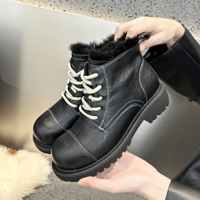 AIYUQI Women's Ankle Boots and Short Boots Antislip Warm and Comfortable Work Boots Women Winter Fashion Motorcycle Boot female