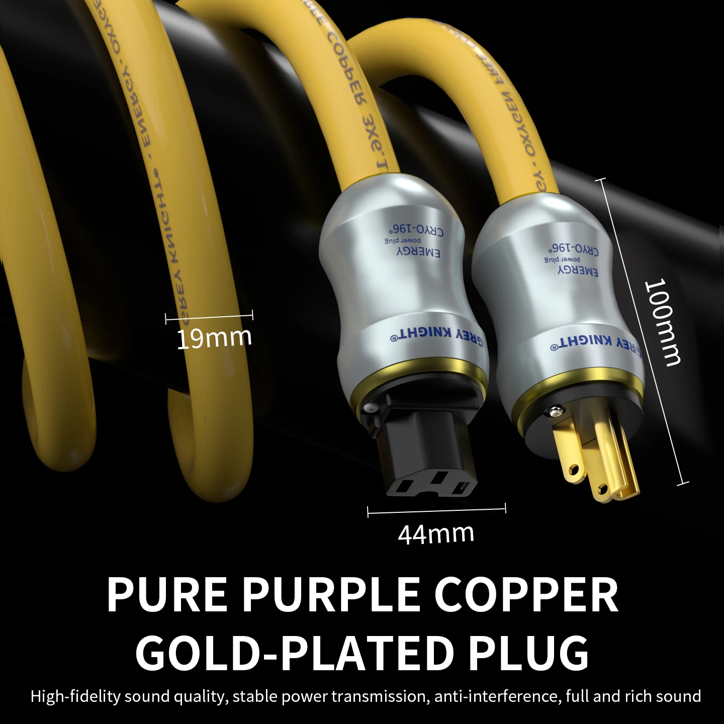 Grey Knight GK-ENERGY 6.15mm² Power Cord Standard/Upgraded Version Oxygen-Free Copper + Pure Silver Core HIFI US EU Plug