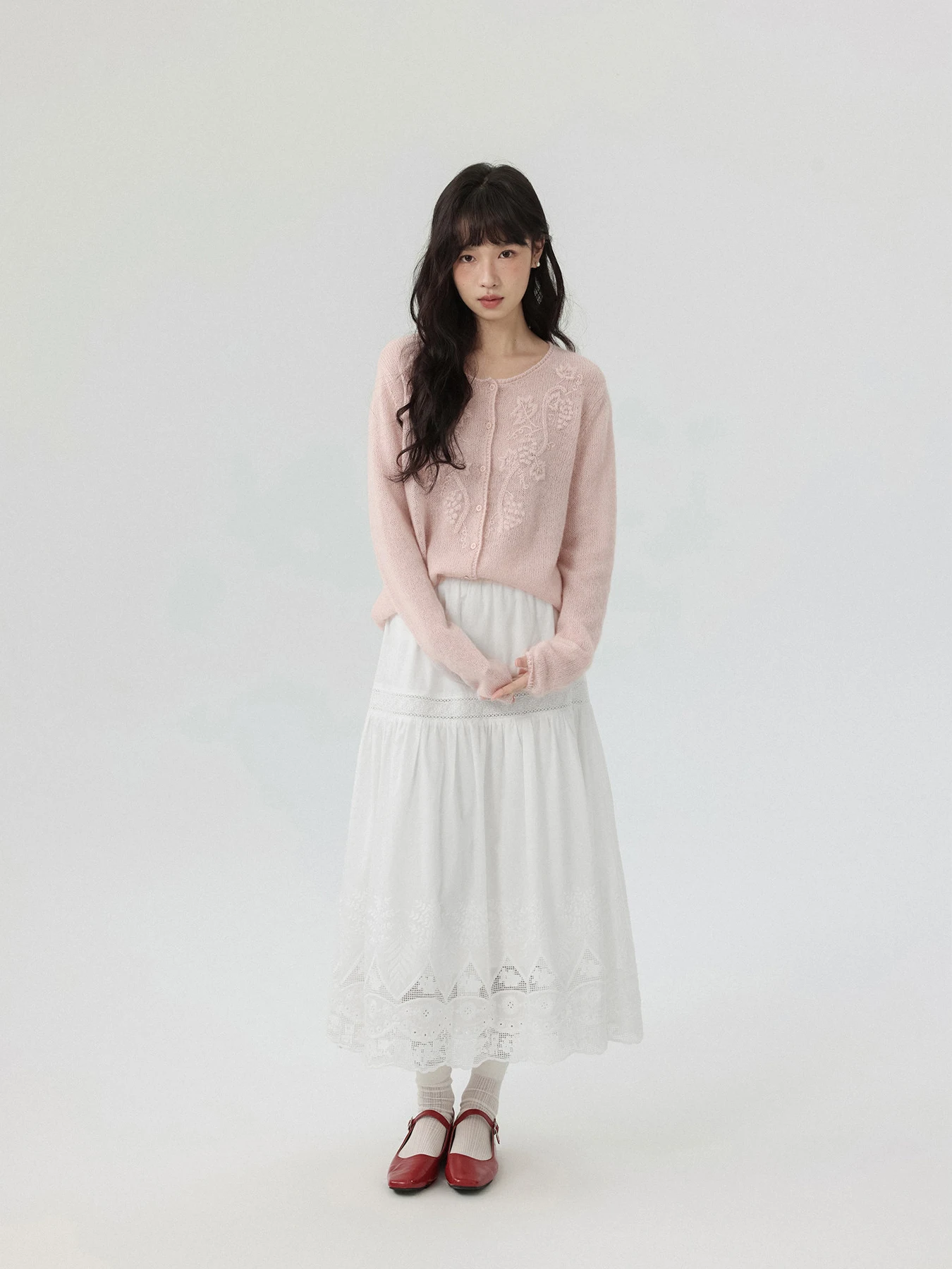 Eternal Summer Heavy Embroidery A-Line  Skirt Women's Gentle Atmosphere Half Skirt Small Size Cotton Blend Comfortable Br...