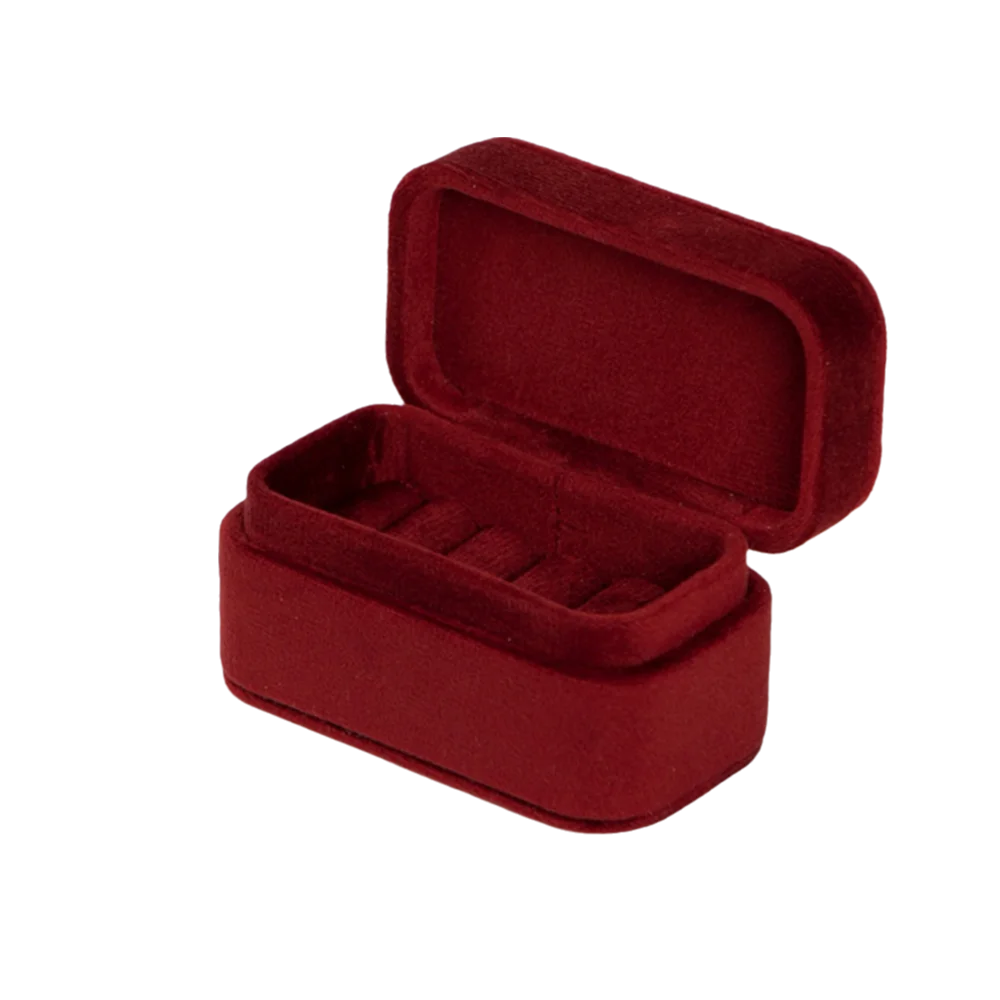 

Portable Luxury Velvet Rings Holder Square Wedding Rings Display Case Packaging Storage Jewelry Organizer Marriage Anniversary