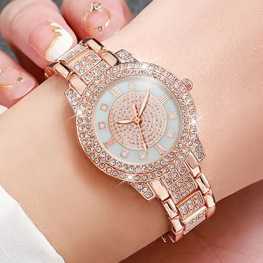 

Новые женские часы с бриллиантами, блестящие электронные механические часы со стразами, прочные женские наручные часы, подарок на день рождения